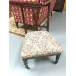 An Edwardian parlour/ bedroom chair. Ornately designed with inlay detailing, Turned support legs and