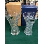 A Large Bohemian crystal fluted vase together with a Scottish crystal vase. Tallest vase measures