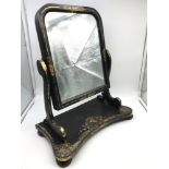 Antique Jennens & Bettridge London Birmingham lacquered and gilt/ gold leaf design shaving mirror.