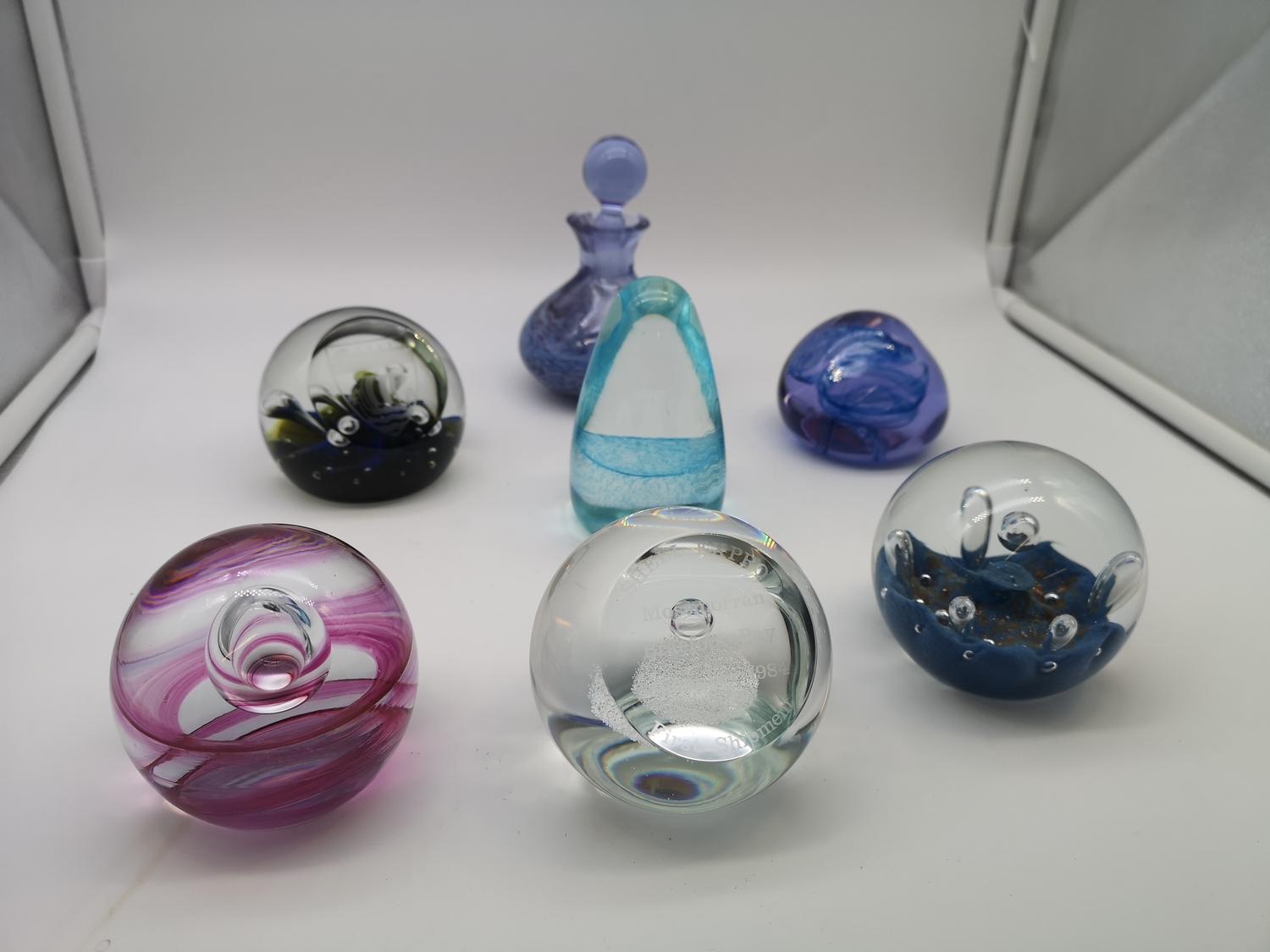 A collection of five Caithness paperweights together with one other paperweight & a perfume - Image 2 of 2