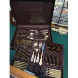 A Cased Bestecke SBS Solingen 24ct gold plated cutlery set.