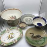 A Lot of 18th & 19th century porcelain cabinet plates, bowls and cup. Includes large punch bowl