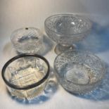 A Lot of four crystal bowls which includes Welsh crystal tazza style fruit bowl and Edinburgh