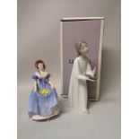 A Lladro figurine 'girl with candle', together with a Coalport figurine 'Penelope'