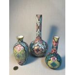 A Lot of three 19th century Thomas Webb Moroccan vases. Tallest vase measures 25cm