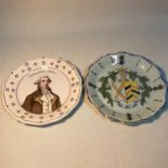 Two 19th century French Faience cabinet plates. One depicts a portrait of Jean Lambert Tallian