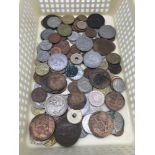 A Small basket of mixed world coins.