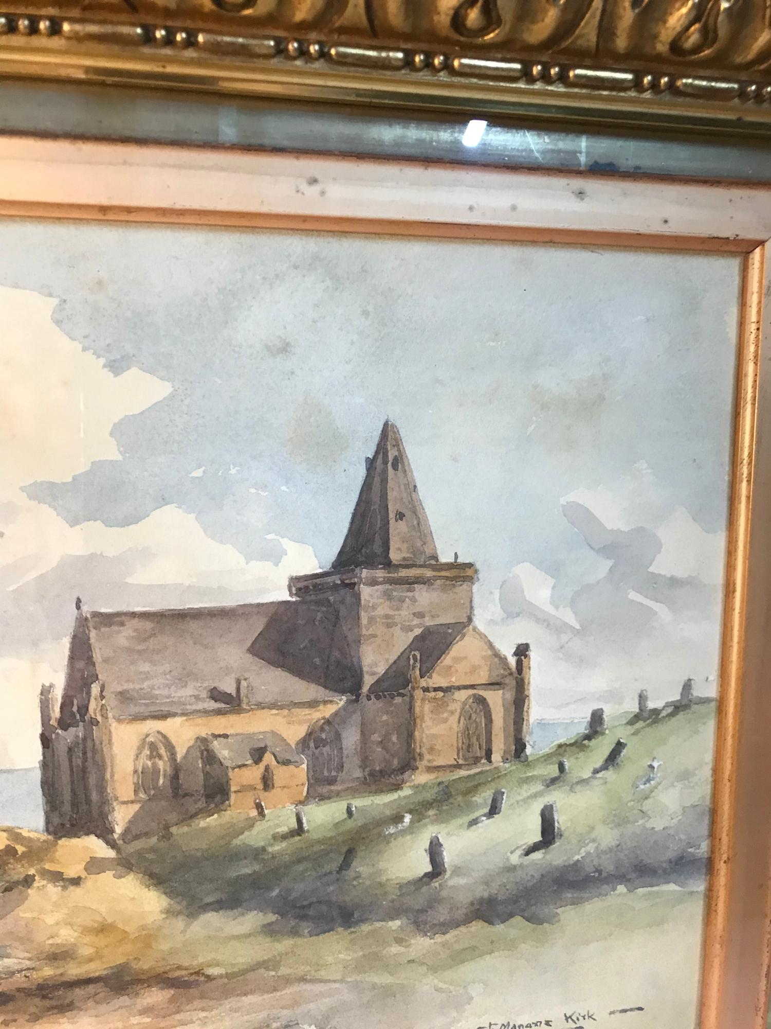 Arthur Harris (fl. 1891-1902) Scottish Artist. Original watercolour titled 'St. Monans Kirk' and - Image 5 of 6