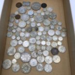 A Quantity of mixed British & American silver coins which includes Half crowns, One Shillings, Three