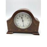 An Edwardian French 8 day mantel clock. Detailed with inlays, Has a drum movement. In a working