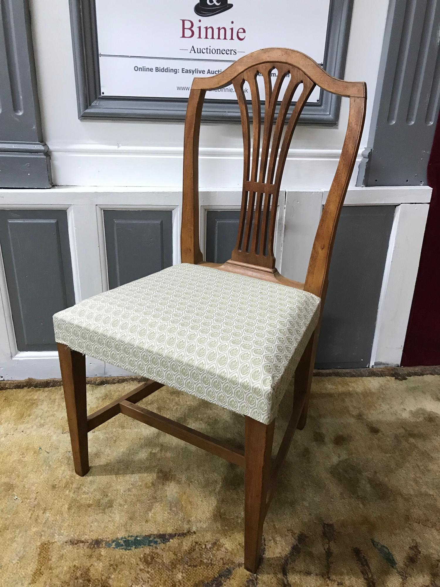 A Georgian parlour chair, designed with a pierced splat back, Recently re-upholstered. Lovely
