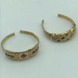 A Lot of two Victorian high grade gold rings damaged. one is 15ct gold with single Ruby. The other