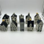 A Lot of 10 Blue Delft's KLM Houses. Three still sealed.