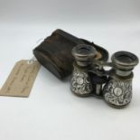 Jockey Club of Paris London silver cased racing/ field glasses. Come with original carry case.