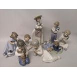 A lot of Lladro, Nao & Zaphin figurines (8)
