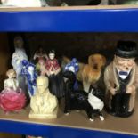 A lot of porcelain collectables to include Royal Doulton cat figurine, Bone China grandma figure,