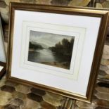 James Docharty (1829-1878) framed oil painting of river and landscape , signed to the corner.