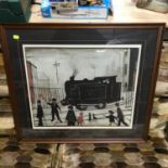 L.S.Lowry signed limited edition print "Level Crossing with train" Signed in pencil by the artist