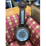 Vintage Shortlands Smiths oak cased banjo barometer. Measures 75cm in length