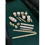 A Lot of 19th and early 20th century ivory and bone items which includes 3 needle cases, 7 cotton
