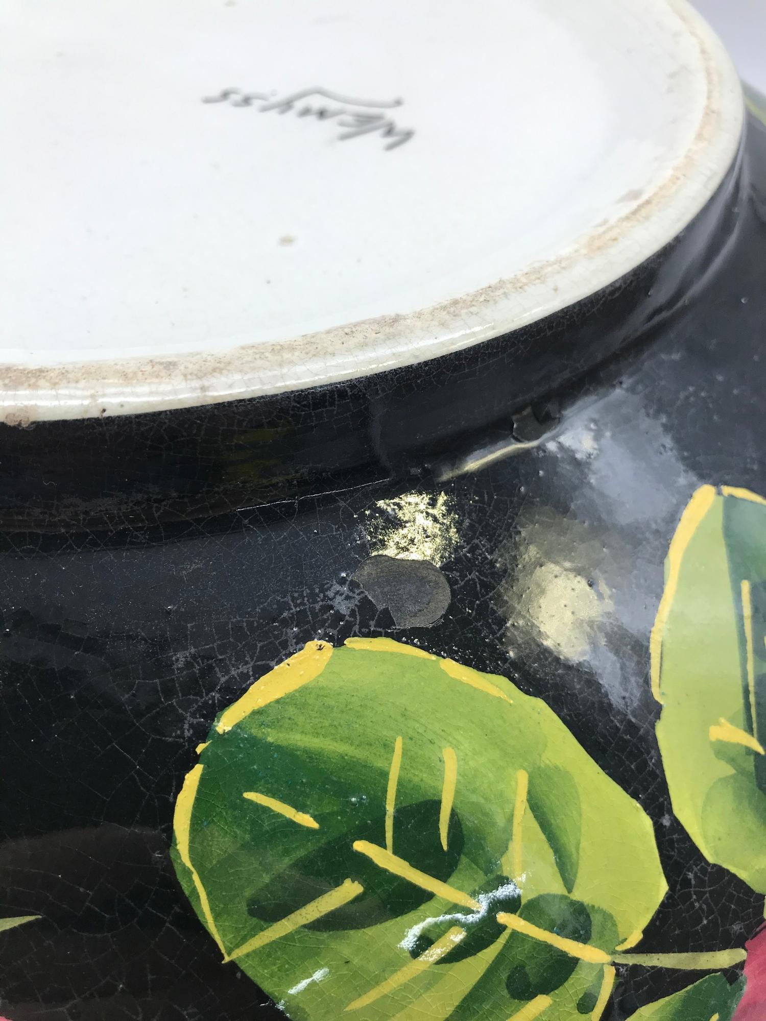 A Large Wemyss Ware wash bowl, designed with cabbage rose design to the inside, on the reverse - Image 6 of 6