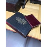 Antique Holy Bible with illustrations together with A Robert Louis Stevenson Essays of Travel