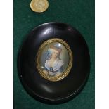 A beautiful French hand painted portrait miniature of Madame Lamballe fitted in an Ebonised frame.