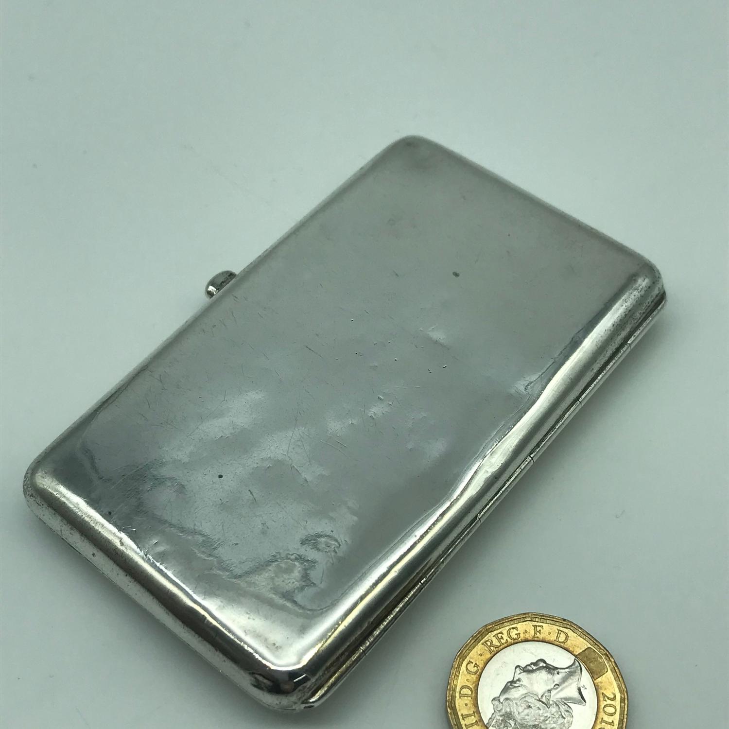 A 875 Silver cigarette case. Designed with raised initials E.H. - Image 3 of 3