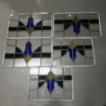 A lot of 5 lead glass stain glass windows