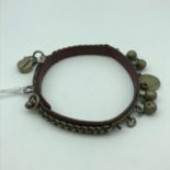 Antique dog collar made from metal and leather possibly late Victorian or early 1900's