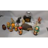 Matryoshka Russian Dolls with a collection of Squirrels and hand painted lockable box, Also includes