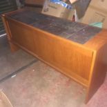 Mid century Gangso Mobler Danish teak sideboard set with tile/slate top. Has two sliding doors.