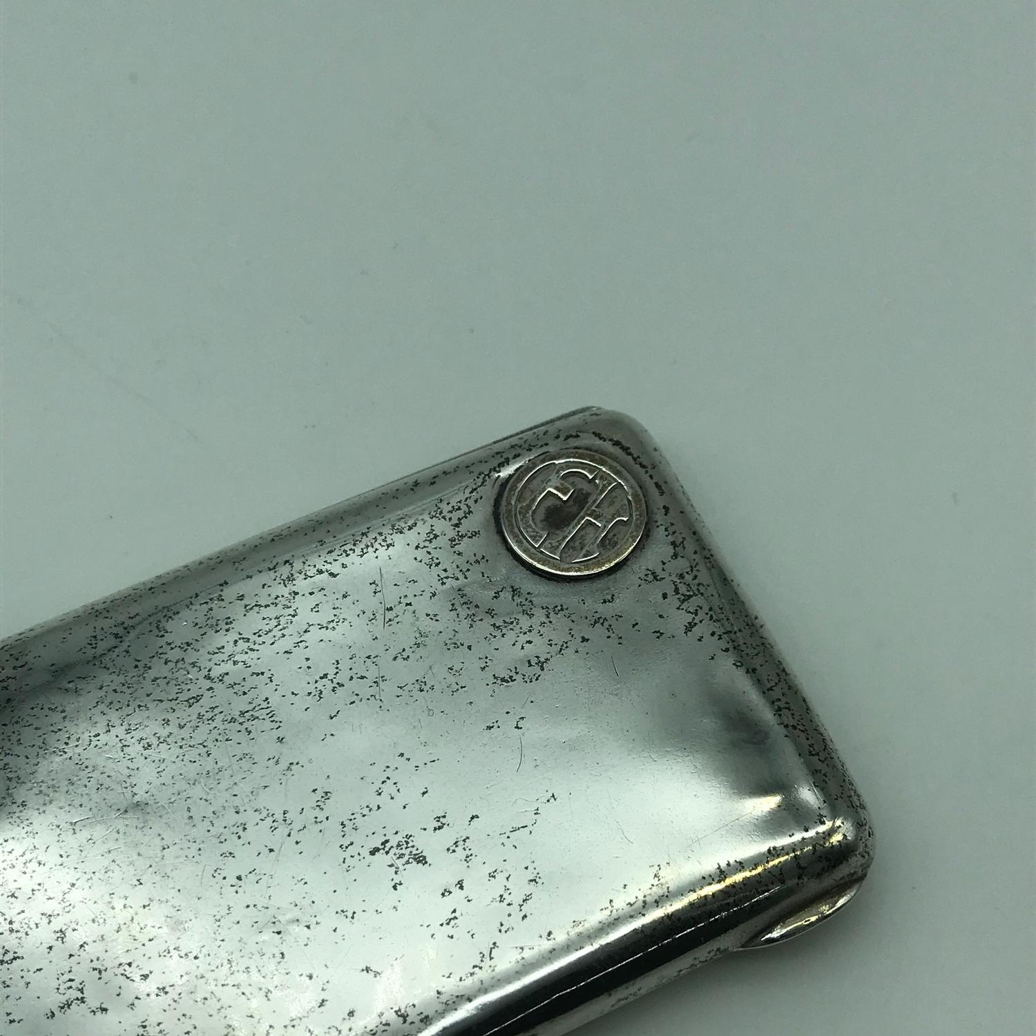 A 875 Silver cigarette case. Designed with raised initials E.H. - Image 2 of 3