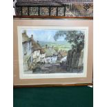After E.R.Sturgeon limited edition print depicting a row of old houses and background scenery.