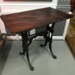 A Heavy cast iron base, solid Georgian Mahogany table top, Ideal for kitchen table/ side table.