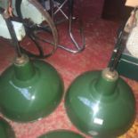 A Pair of Benjamin green enamel industrial lights