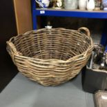 Vintage Large double handled weaved wicker Laundry Basket.
