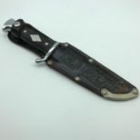 Linder Messer Rehwappen Solingen Scout Bowie Knife with Sheath.