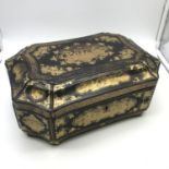 An Antique Highly decorative Chinese black lacquered and gilt painted box with lift out try.