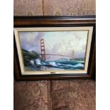 After Thomas Kinkade A Limited edition canvas print released in 1998. Titled "Golden Gate bridge,