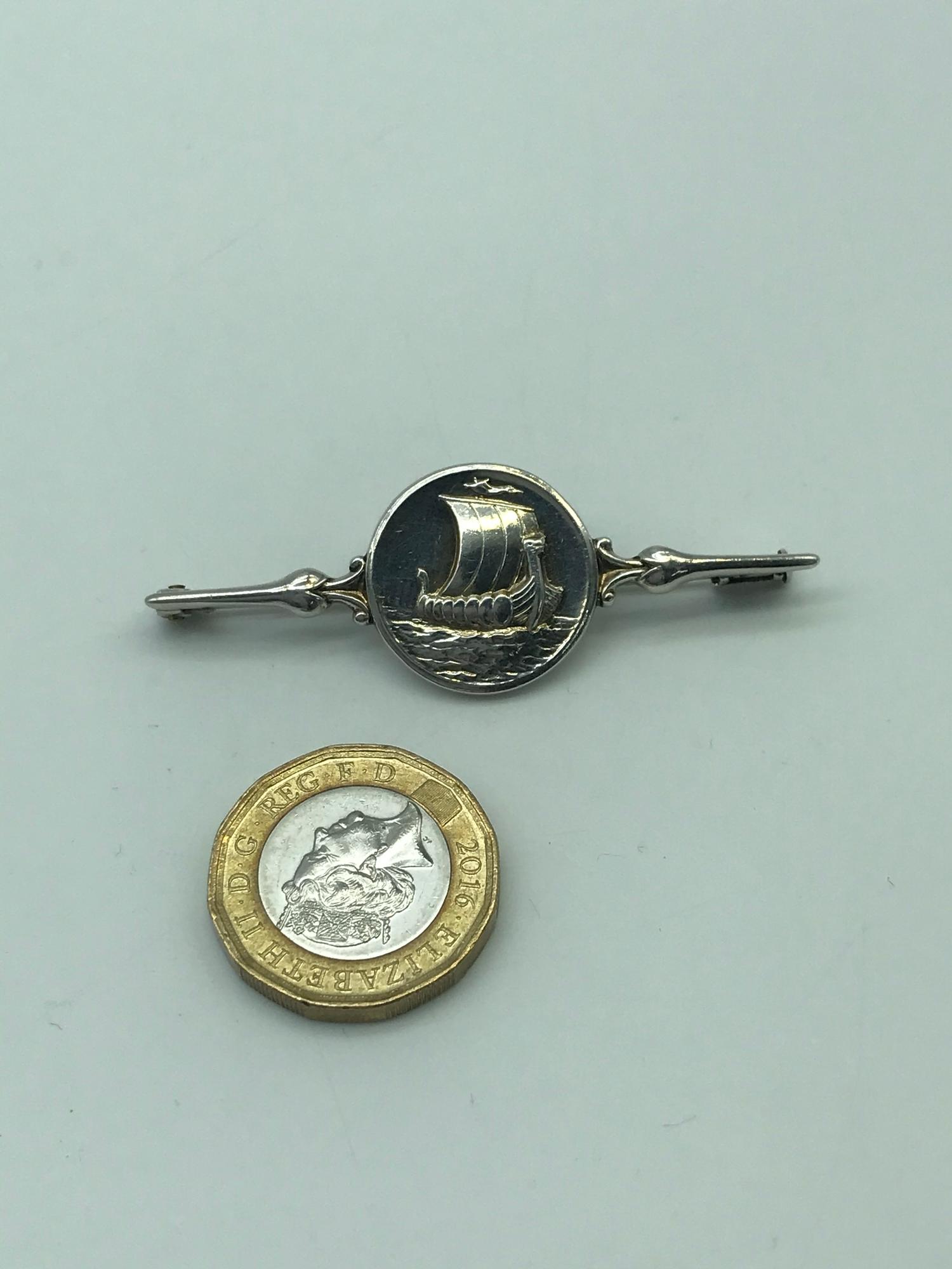 A Georg Jensen Sterling silver Viking brooch/ tie pin.