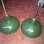 A Pair of Benjamin green enamel industrial lights