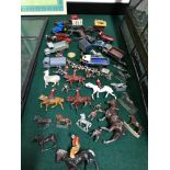 A Lot of collectable Lesney car models and a lot of lead horse and rider figurines