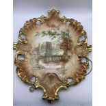 A Rare & Impressive Fieldings Crown Devon "Haddon Hall" Plaque. Dated 1902, of oval shape with
