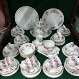 A Large Royal Albert Lavender Rose tea set Together with a Royal Doulton porcelain serving plate