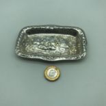 A Sheffield silver small ornate pin tray. Made by Cooper Brothers & Sons Ltd. Dated 1979.