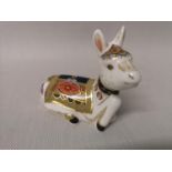 Royal Crown Derby Donkey foal paperweight with gold button and box(MMIII)
