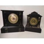 A lot of two Victorian slate & marble mantle clocks