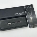 2007 Heritage collection Georg Jensen 925 Sterling silver pin brooch set with a red stone to the