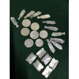 A Lot of Chinese mother of pearl hand carved game token.